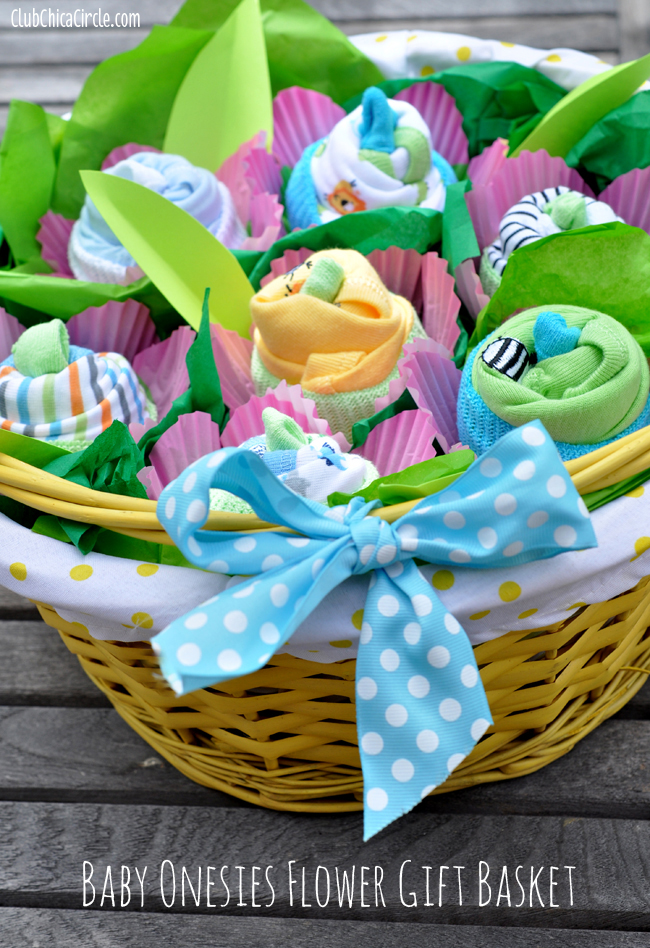 Baby Onesies Flower Gift Basket DIY  Club Chica Circle - where crafty is  contagious